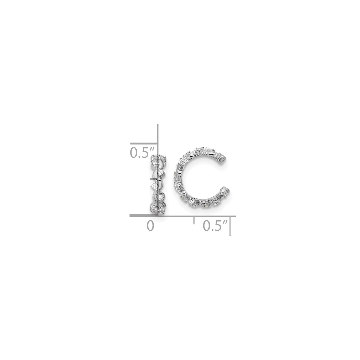 Sterling Silver Hoop Earrings Twisted Scroll Baguette CZ