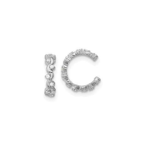 Sterling Silver Hoop Earrings for Women with Twisted Design, Cubic Zirconia Accents, Scroll and Baguette Pattern, Elegant Silver Hoops for Formal Wear, Classic CZ Earrings for Everyday Style