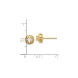 Sterling Silver Halo Stud Earrings with Round Cubic Zirconia and Filigree Design