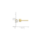 Sterling Silver Stud Earrings with Clear Cubic Zirconia, Gold Plated Solitaire Design for Women