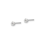 Sterling Silver Six Prong CZ Stud Earrings Round Cut