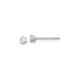 Sterling Silver Stud Earrings with Round Cut Clear Gemstones in Six Prong Setting, Elegant Minimalist Design for Women, Daily Wear Silver Jewelry, Classic Polished CZ Studs for Formal Occasions