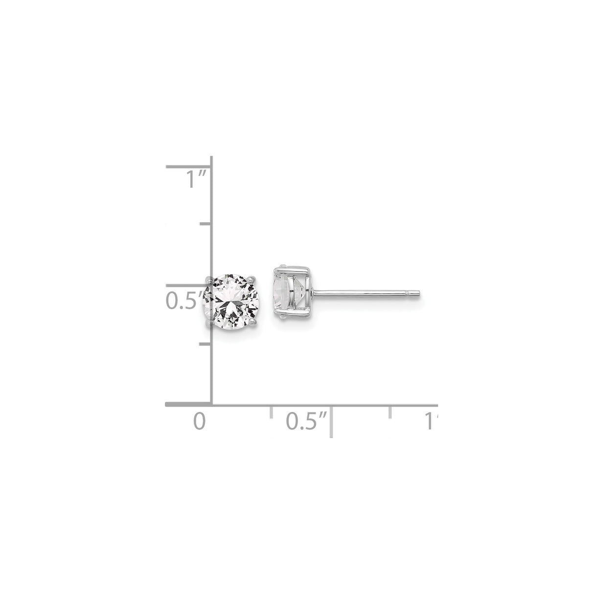 Sterling Silver Stud Earrings with Created Sapphire in Classic 4-Prong Setting