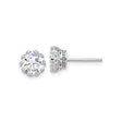 Sterling Silver Stud Earrings with Clear Cubic Zirconia in Crown Prong Setting