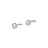 Sterling Silver Stud Earrings with 3mm Round Cubic Zirconia, Minimalist Prong Set Design