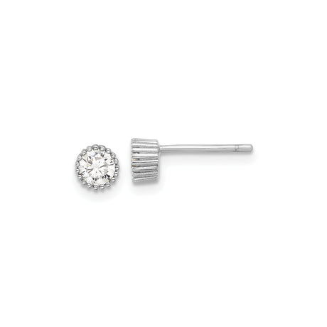 Sterling Silver Halo Stud Earrings with Round Cut Cubic Zirconia Center