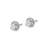 Sterling Silver Stud Earrings with Cubic Zirconia, Twisted Knot and Pavé Accents