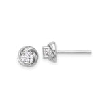Sterling Silver Stud Earrings with Cubic Zirconia, Twisted Knot and Pavé Accents