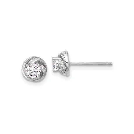Sterling Silver Stud Earrings with Cubic Zirconia, Twisted Knot and Pavé Accents