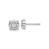Sterling Silver Stud Earrings with Cubic Zirconia, Cluster Floral Design for Women