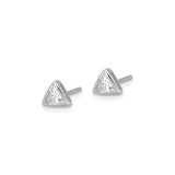 Sterling Silver Triangle Stud Earrings with Cubic Zirconia, Minimalist Geometric Design for Women
