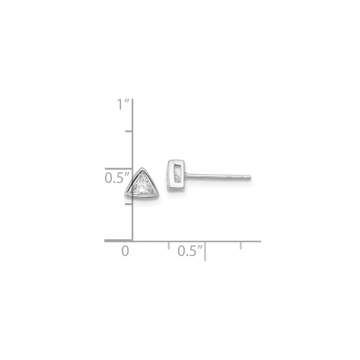 Sterling Silver Triangle Stud Earrings with Cubic Zirconia, Minimalist Geometric Design for Women