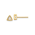 Triangle Cut Stud Earrings in Gold-Plated Sterling Silver with Clear Gemstones, Bezel Setting, Minimalist Geometric Jewelry, Modern Triangle Studs, Womens Everyday Fine Silver Earrings