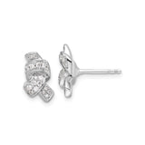 Sterling Silver Knot Stud Earrings with Cubic Zirconia, Twisted Love Knot Design