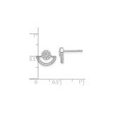 Sterling Silver Stud Earrings with Cubic Zirconia, Open Crescent Halo Design