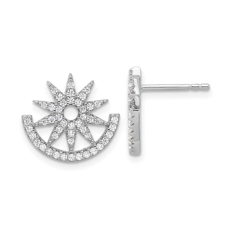 Sterling Silver Sunburst Stud Earrings for Women with Cubic Zirconia Accents, Celestial Design Symbolizing Light and Guidance, Starburst Motif Jewelry for Astrology and Spiritual Daily Wear