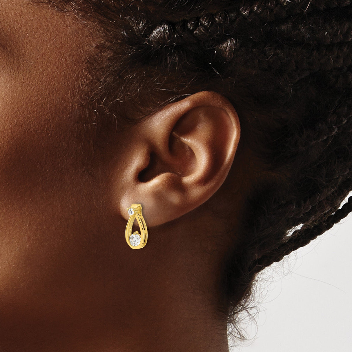 Sterling Silver Gold Plated Teardrop Earrings With Clear CZ