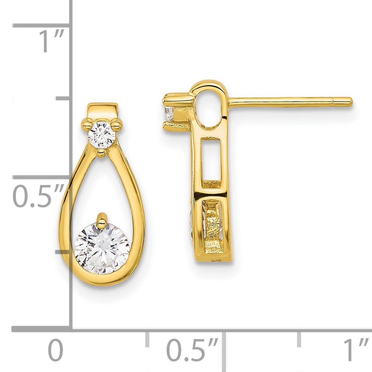 Sterling Silver Gold Plated Teardrop Earrings With Clear CZ