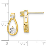 Sterling Silver Gold Plated Teardrop Earrings With Clear CZ