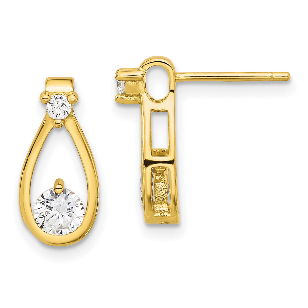 Teardrop Earrings for Women Sterling Silver Gold Plated Studs with Clear Cubic Zirconia Open Drop Design Elegant Everyday Earrings Bridal Anniversary Formal Wear Classic Sparkling Jewelry
