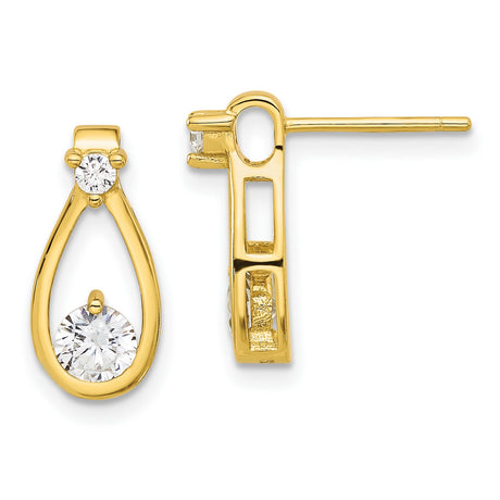 Teardrop Earrings for Women Sterling Silver Gold Plated Studs with Clear Cubic Zirconia Open Drop Design Elegant Everyday Earrings Bridal Anniversary Formal Wear Classic Sparkling Jewelry