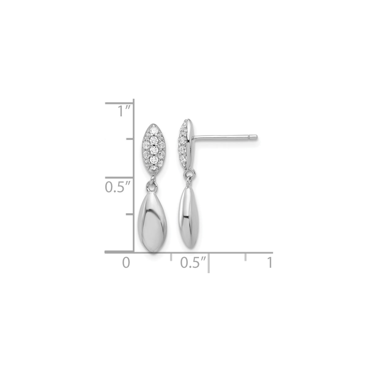 Sterling Silver Drop Dangle Earrings with Cubic Zirconia, Marquise Stud and Teardrop Design