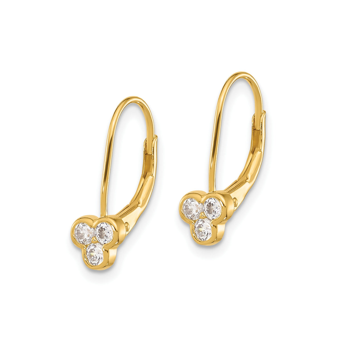 Sterling Silver Dangle Earrings with Cubic Zirconia Trio in Cluster Clover Design