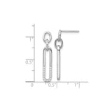 Sterling Silver Drop Earrings with Cubic Zirconia Paperclip Link Design, Modern Dangle Style