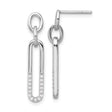 Sterling Silver Drop Earrings with Cubic Zirconia Paperclip Link Design, Modern Dangle Style