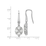 Sterling Silver Drop Earrings with Oval and Round Cubic Zirconia Floral Cluster Design