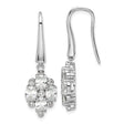 Sterling Silver Drop Earrings with Oval and Round Cubic Zirconia Floral Cluster Design