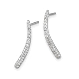 Sterling Silver Bar Stud Earrings with Cubic Zirconia, Minimalist Linear Design for Women