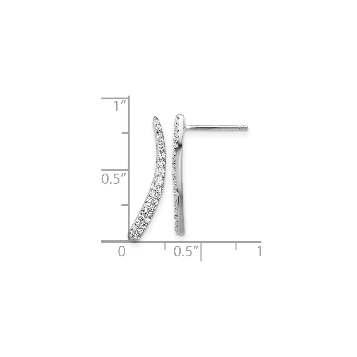 Sterling Silver Bar Stud Earrings with Cubic Zirconia, Minimalist Linear Design for Women