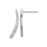 Sterling Silver Bar Stud Earrings with Cubic Zirconia, Minimalist Linear Design for Women