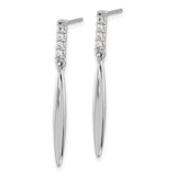 Sterling Silver Dangle Earrings with Cubic Zirconia, Slim Teardrop Design, Minimalist Style