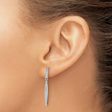 Sterling Silver Dangle Earrings with Cubic Zirconia, Slim Teardrop Design, Minimalist Style