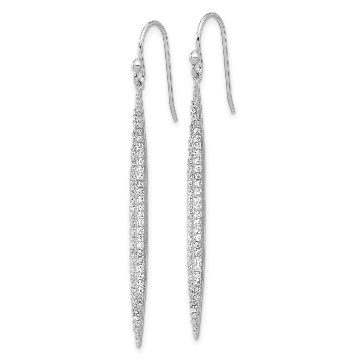 Sterling Silver Drop Earrings with Cubic Zirconia, Sleek Linear Dangle Design for Women
