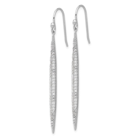 Sterling Silver Drop Earrings with Cubic Zirconia, Sleek Linear Dangle Design for Women