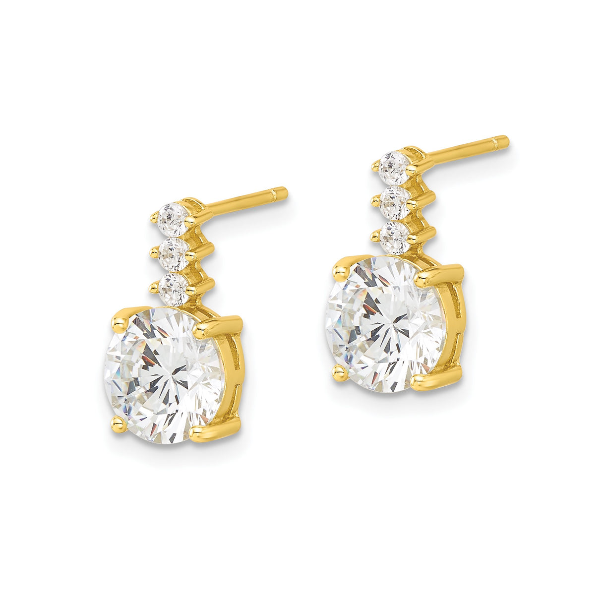 Sterling Silver Stud Earrings with Graduated Four-Stone Round Cubic Zirconia Design