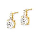 Sterling Silver Stud Earrings with Graduated Four-Stone Round Cubic Zirconia Design