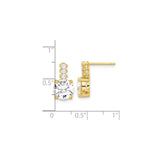 Sterling Silver Stud Earrings with Graduated Four-Stone Round Cubic Zirconia Design
