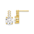 Sterling Silver Stud Earrings with Graduated Four-Stone Round Cubic Zirconia Design