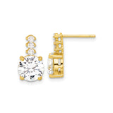 Sterling Silver Stud Earrings with Graduated Four-Stone Round Cubic Zirconia Design