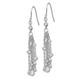 Sterling Silver Drop Earrings with Cubic Zirconia and Multi-Strand Chain Dangle Design