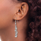 Sterling Silver Drop Earrings with Cubic Zirconia and Multi-Strand Chain Dangle Design