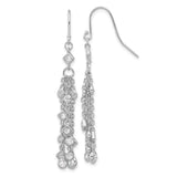 Sterling Silver Drop Earrings with Cubic Zirconia and Multi-Strand Chain Dangle Design