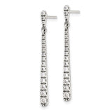Sterling Silver Drop Earrings with Cubic Zirconia, Long Bar Design, Modern Dangle Style for Women
