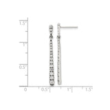 Sterling Silver Drop Earrings with Cubic Zirconia, Long Bar Design, Modern Dangle Style for Women