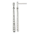 Sterling Silver Drop Earrings with Cubic Zirconia, Long Bar Design, Modern Dangle Style for Women