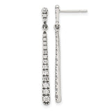 Sterling Silver Drop Earrings with Cubic Zirconia, Long Bar Design, Modern Dangle Style for Women